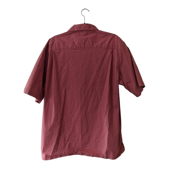 Columbia Vertex Printed Woven Button Up Short Sleeve Camp Shirt Men's XL Orange - Picture 7 of 7